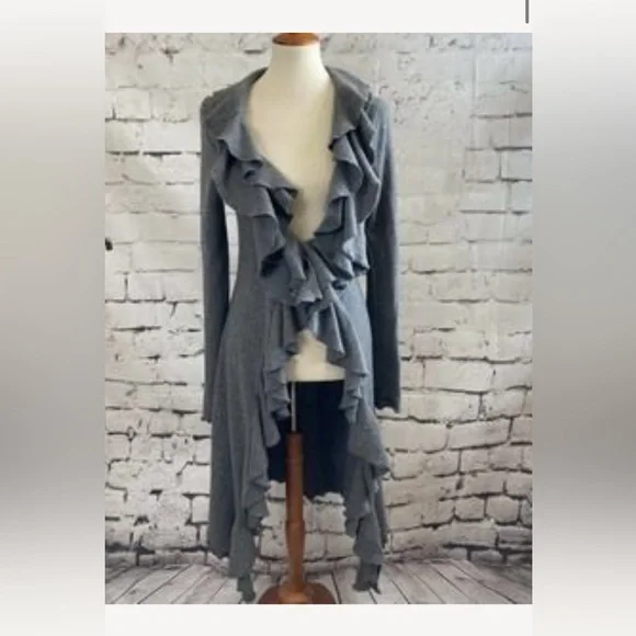 Aqua Cashmere Ruffled Duster Final Sale - Picture 3 of 12